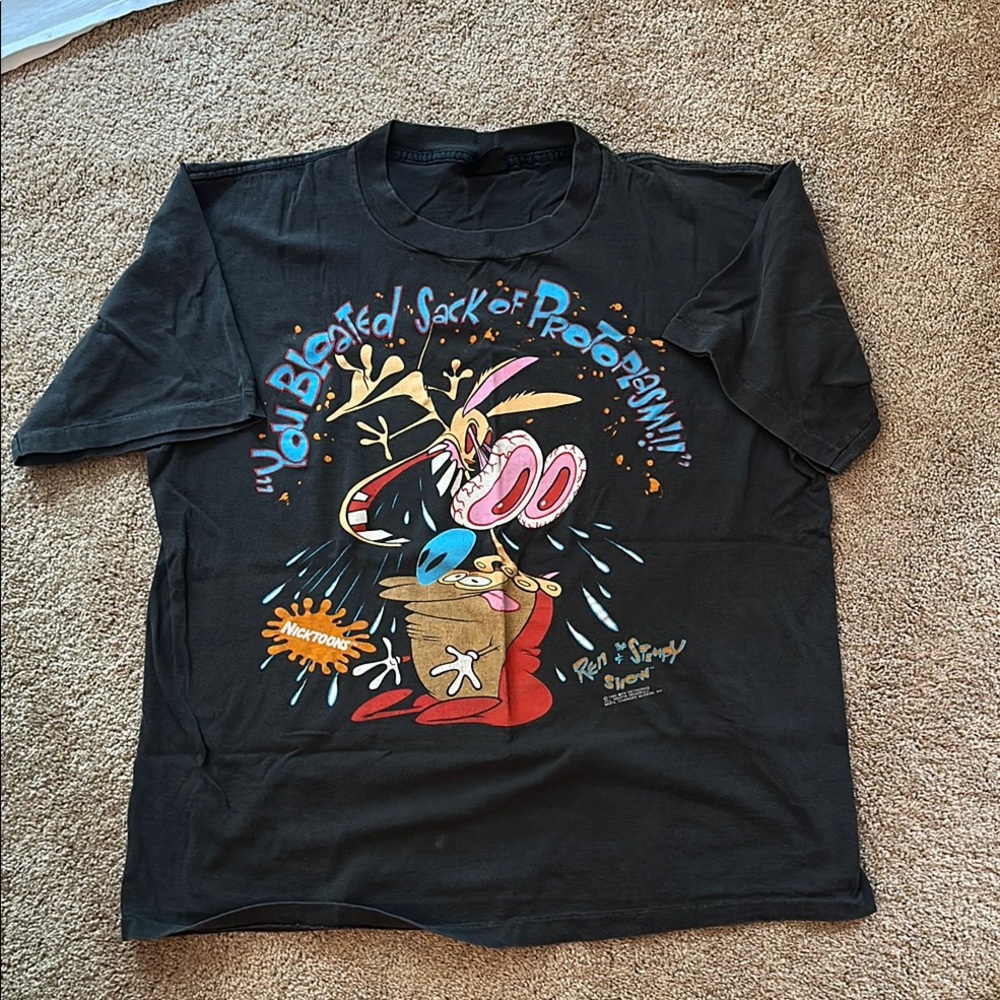 Black Ren & Stimpy Graphic T-Shirt